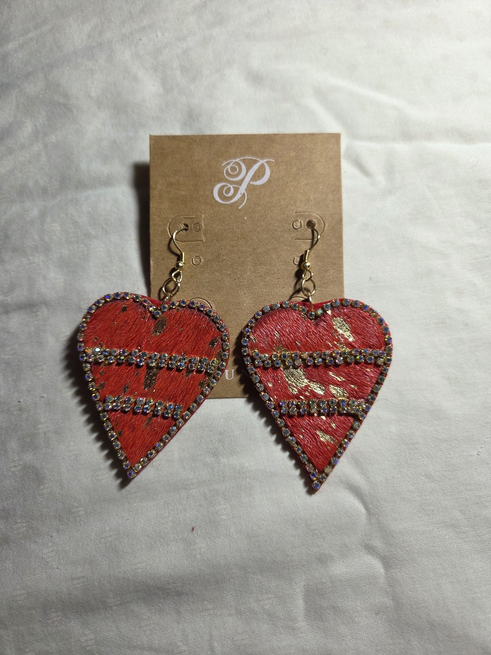 Plunder Red and Gold Heart Dangle Earrings